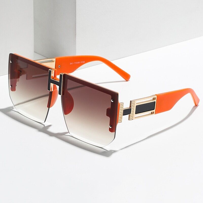 2023 Luxury Brand Designer Oversized Rimless Sunglasses - Unisex