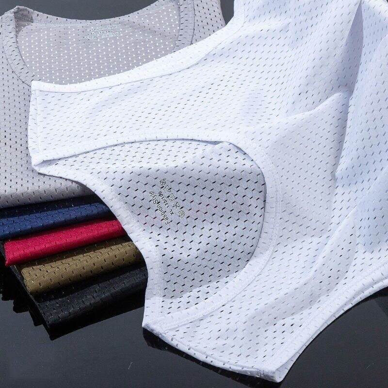 Men Ice Silk Tank Tops Underwear Mens Undershirt Transparent Shirts