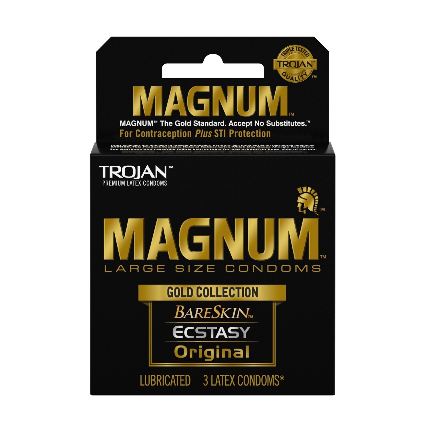TROJAN: Magnum Large Size Gold Collection Condoms - 3 Pack