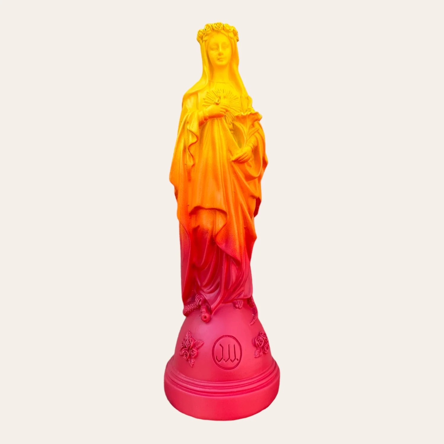Statuette Marie aux fleurs Dégradé Jaune