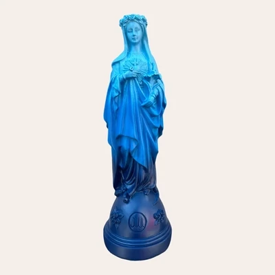 Statuette Marie aux fleurs Dégradé Bleu