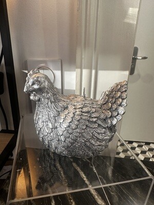 Poule en cire Argent