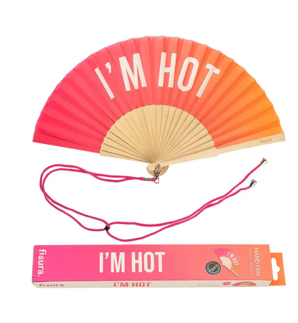 Eventail "I'M HOT"  rose dégradé