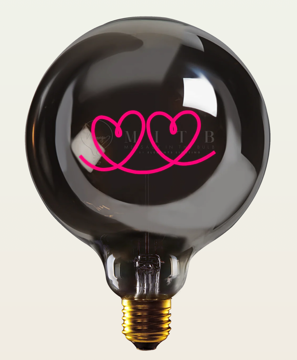 Ampoule Double Coeur Rose - effet miroir