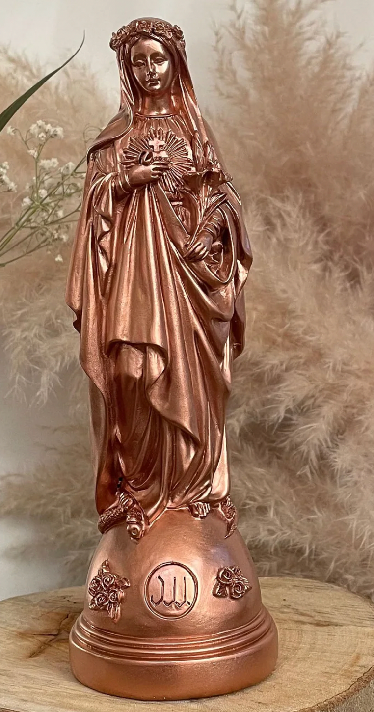 Statuette Marie aux fleurs Cuivre