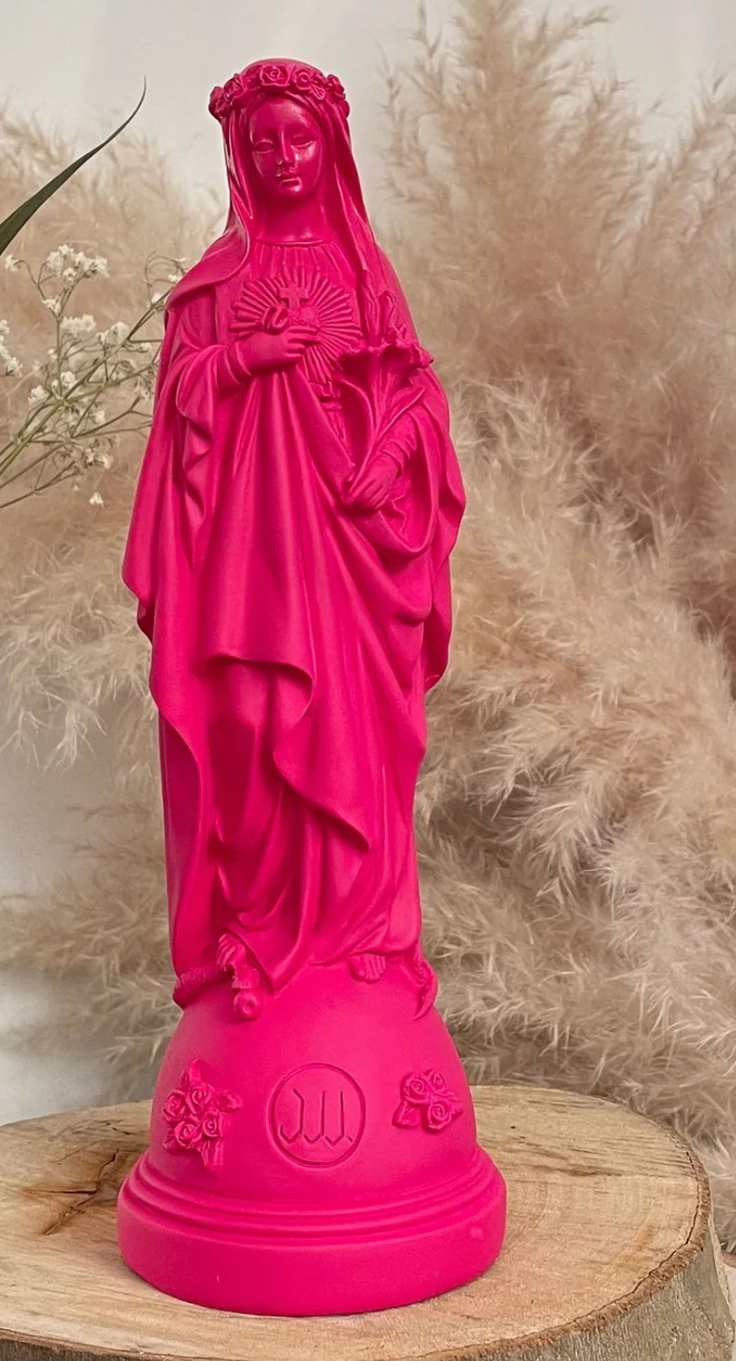 Statuette Marie aux fleurs Pink