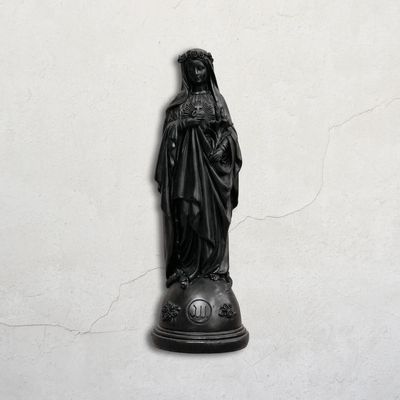 Statuette Marie aux fleurs Noir