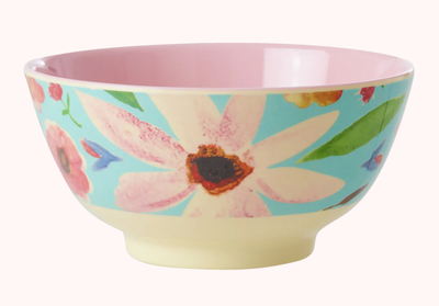 Bol Taille Moyen - Selma Fleurs Turquoise