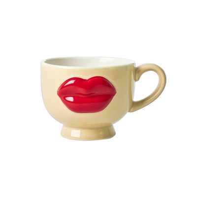 Mug Céramique Crème Lèvres Rouges