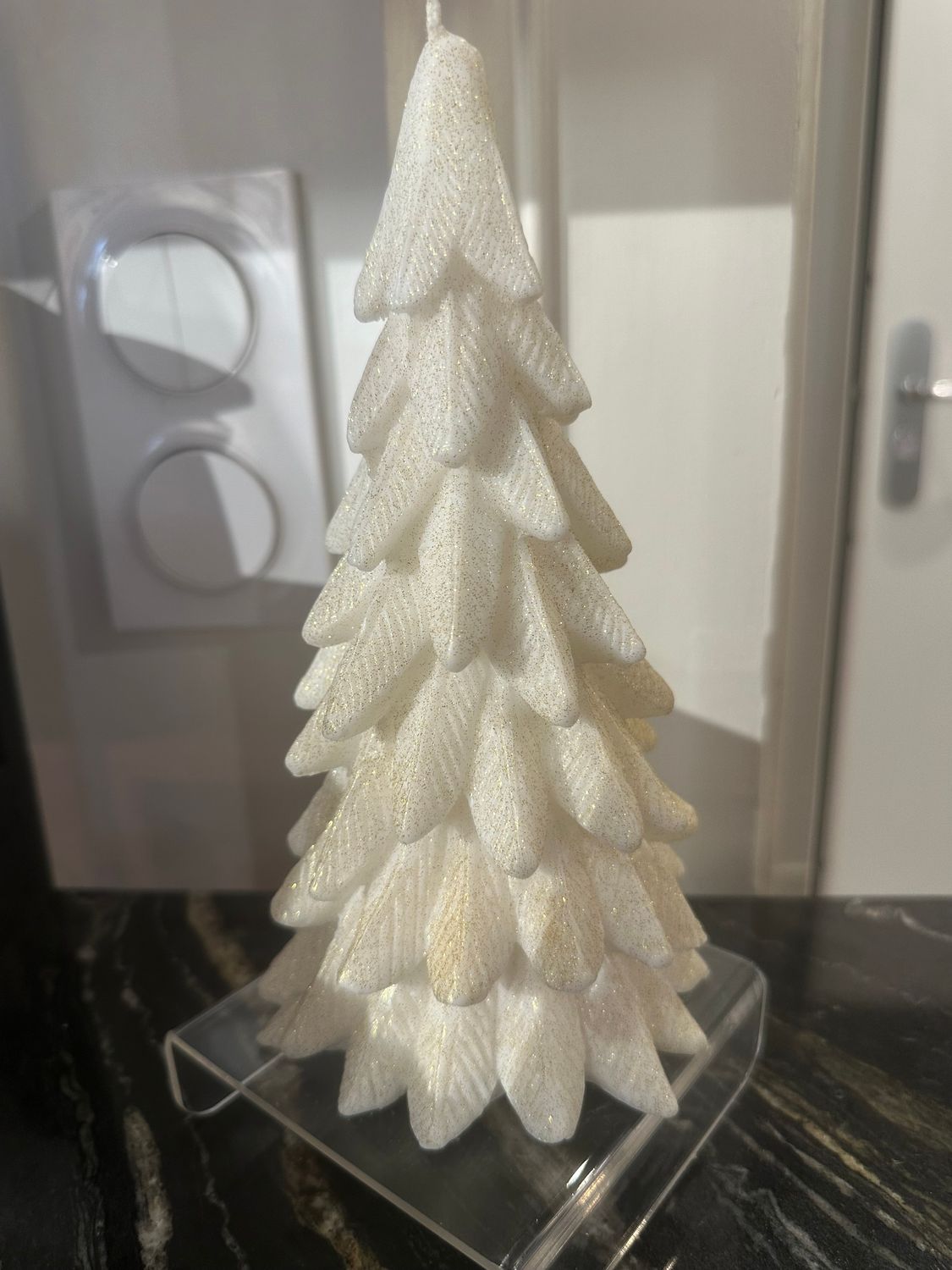 Bougie  Sapin Blanc à Paillettes