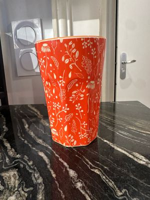 Gobelet Taille Grand- Fleurs Fond Orange