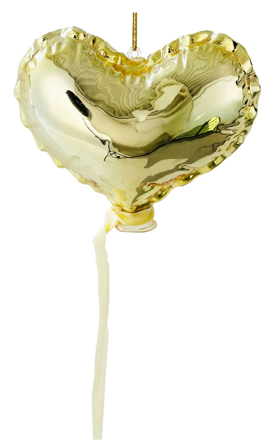 Ballon coeur en verre Or