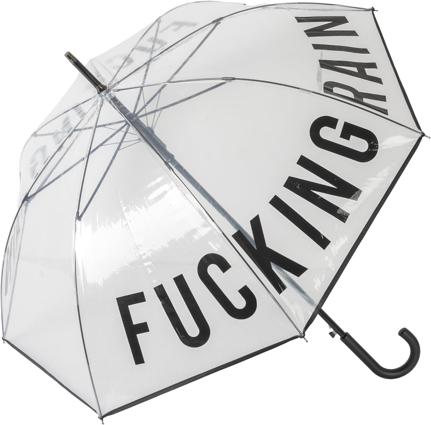Grand parapluie Fucking Rain transparent