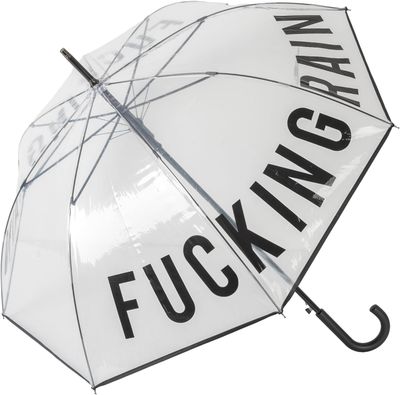 Grand parapluie Fucking Rain transparent