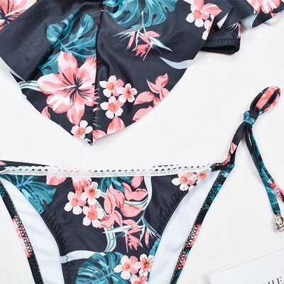 2024 New  -  Swimsuit bohemian leaf print split bikini