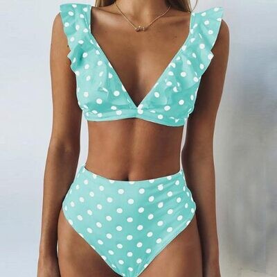2024 New -  hot Dot Floral border high waist swimsuit Beachwear swimsuit for women