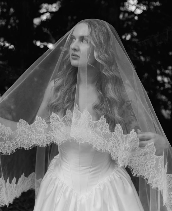 Edith Lace Trim Veil by KYHA