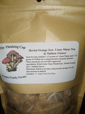 Tea Herbal Orange Zest Lions Mane Mullein Flower