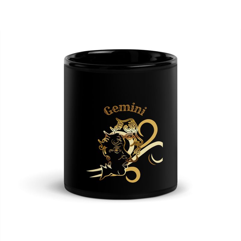 Gemini Astrology Black Glossy Mug
