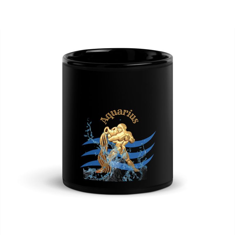 Aquarius Astrology Black Glossy Mug