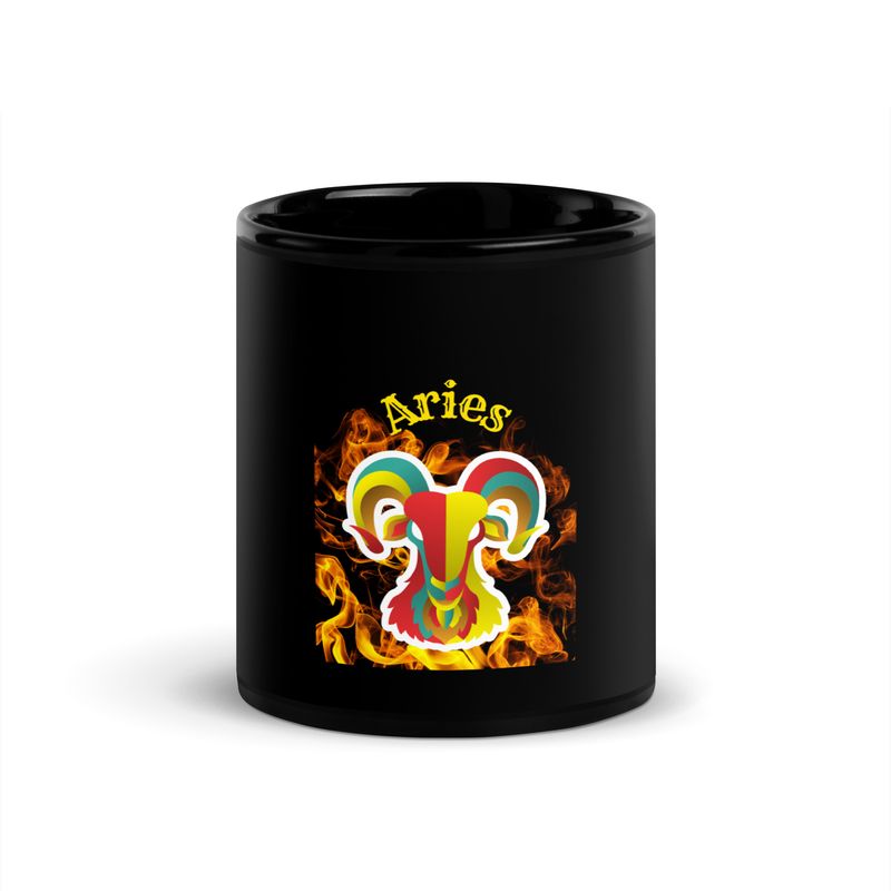 Aries Astrology Black Glossy Mug