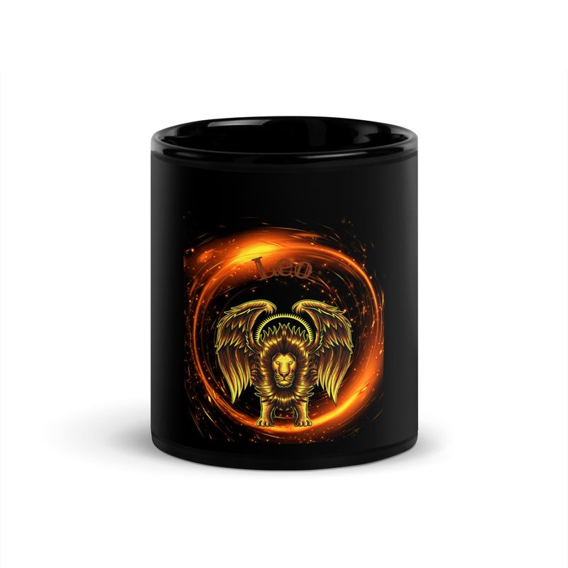 Leo Astrology Black Glossy Mug
