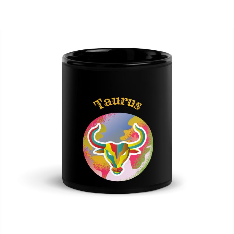 Taurus Astrology Black Glossy Mug