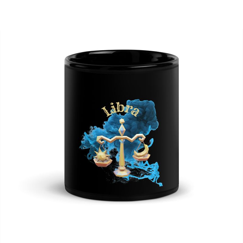Libra Astrology Black Glossy Mug