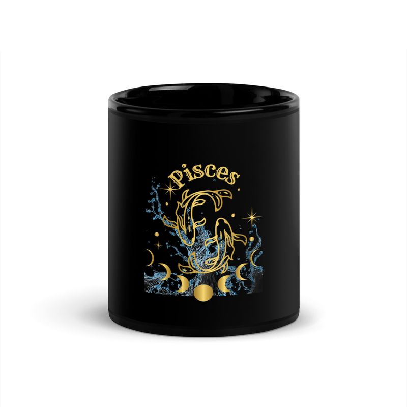 Pisces Astrology Black Glossy Mug