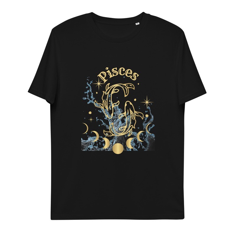 Pisces  Short Sleeve Organic Cotton  T-Shirt: “Flow through life with creativity and grace.”