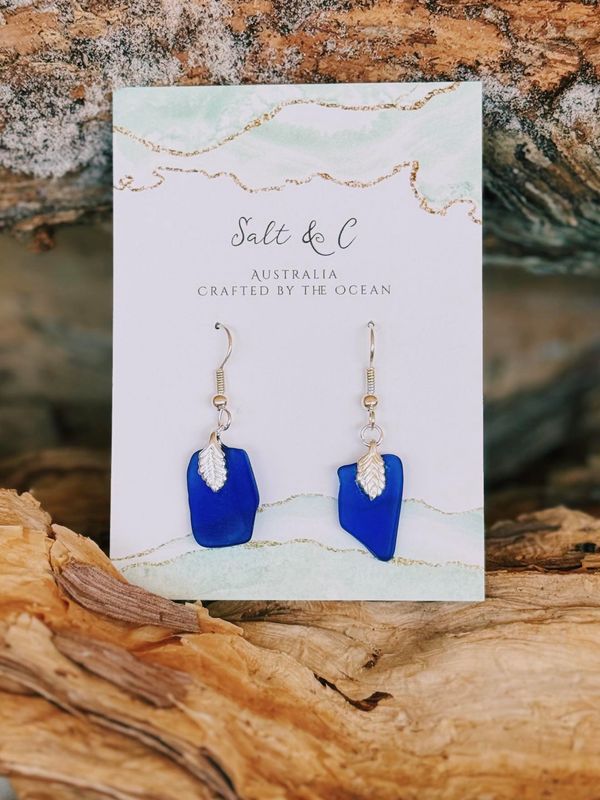 Indigo Wave - Sea Glass Earrings