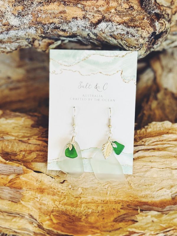 Emerald Reef - Sea Glass Earrings