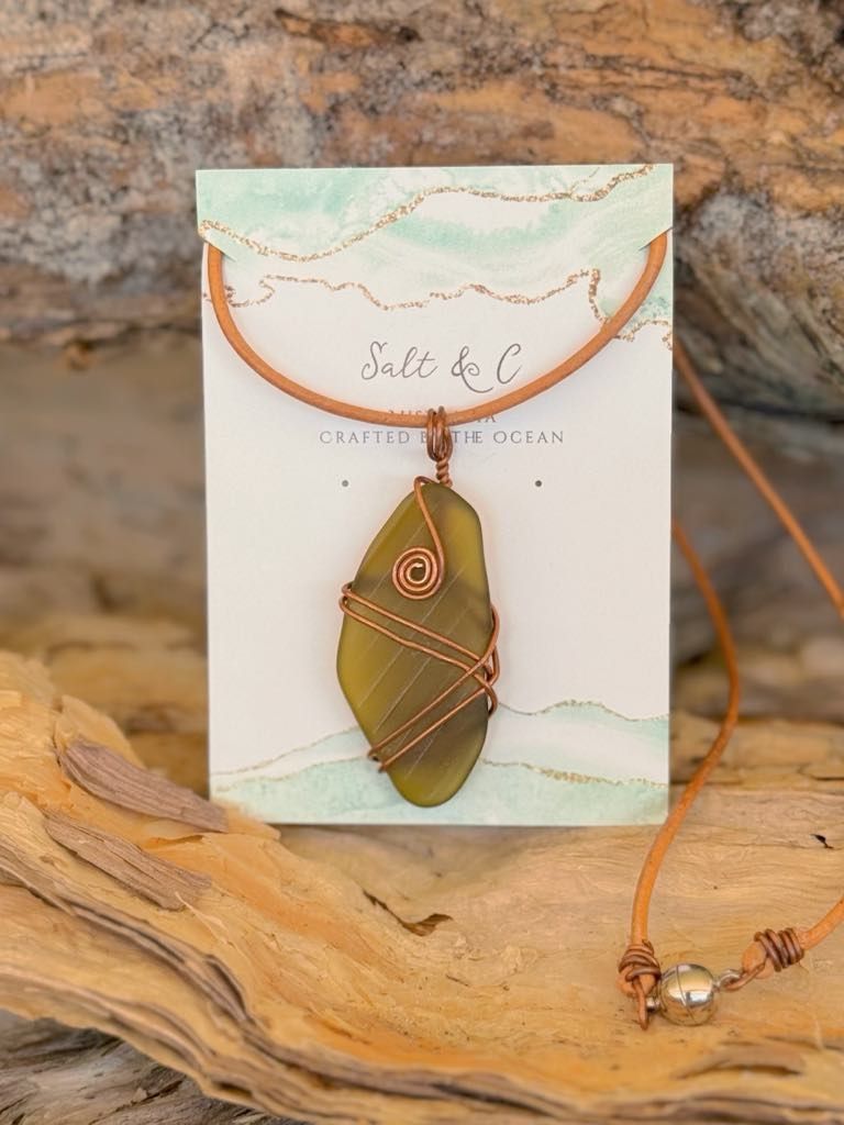 Olive Bay - Sea Glass Necklace