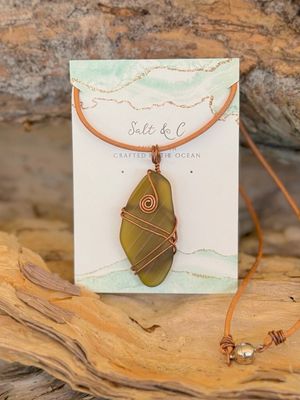 Olive Bay - Sea Glass Fidget Necklace