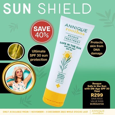 Resque Safe in the Sun with DNAge SPF 30 75ml | Annique Rooibos