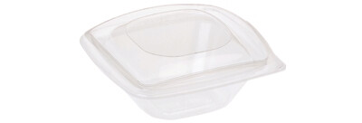 Transparent square bowl with lid