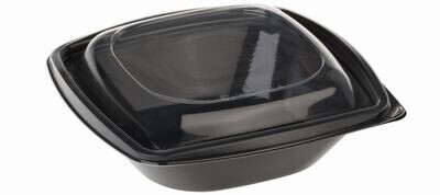 Black square bowl with transparent lid