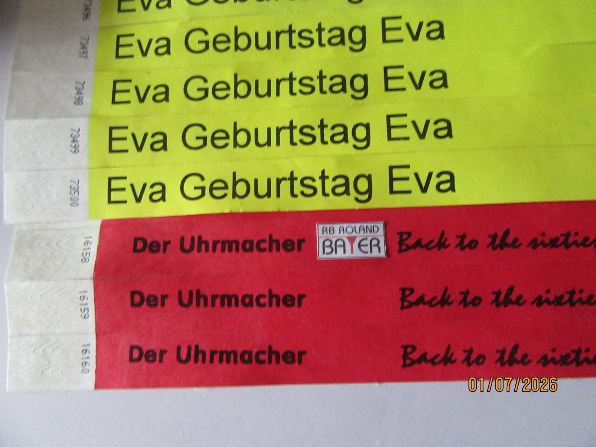 Bedruckte Tyvek Papierarmbänder  / einfarbiger Druck