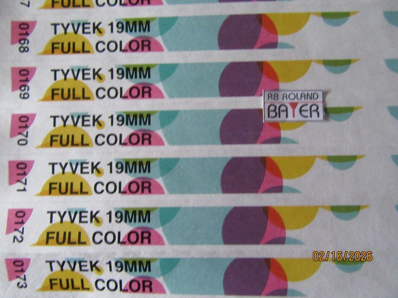 Vollfarbig bedruckte Papierarmbänder ( Tyvek) Vollfarbig bedruckte Papierarmbänder ( Tyvek)