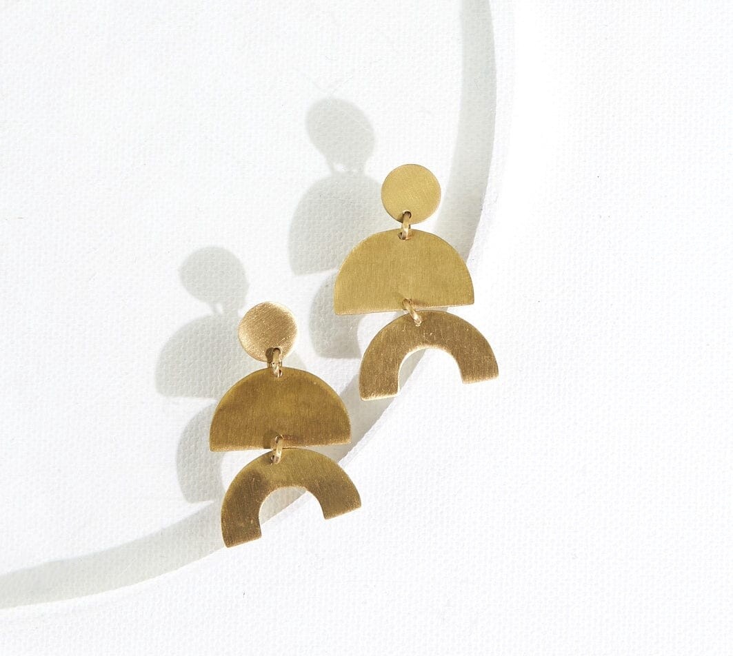 Matte Brass Half Circle Earrings