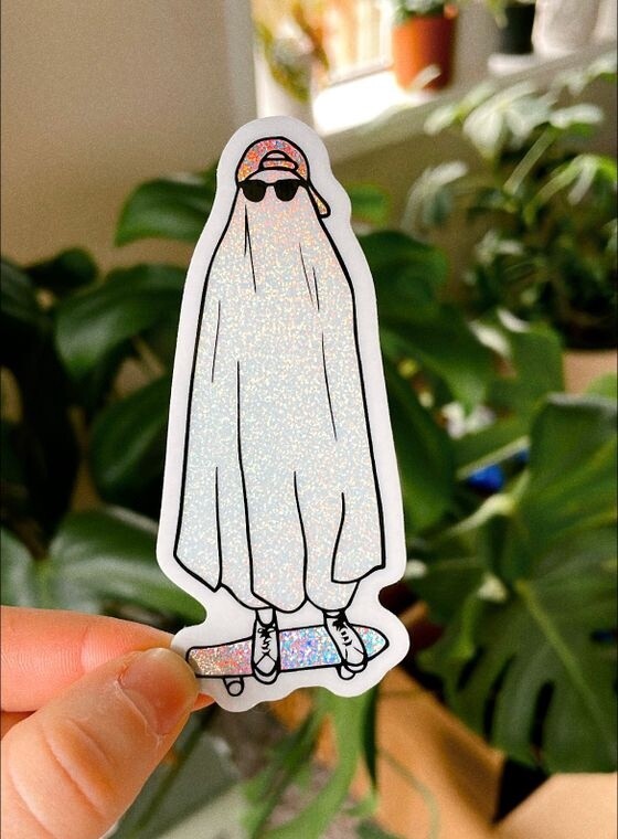 Spooky skater sticker