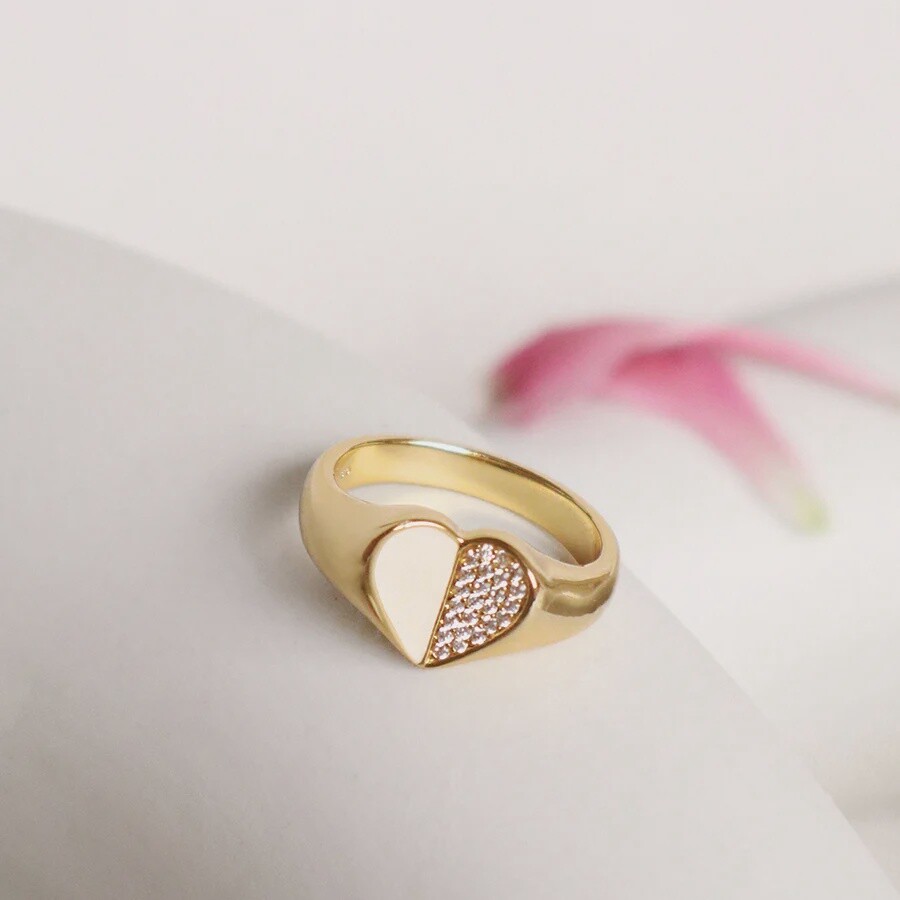 Unfold Heart Gold Ring Set