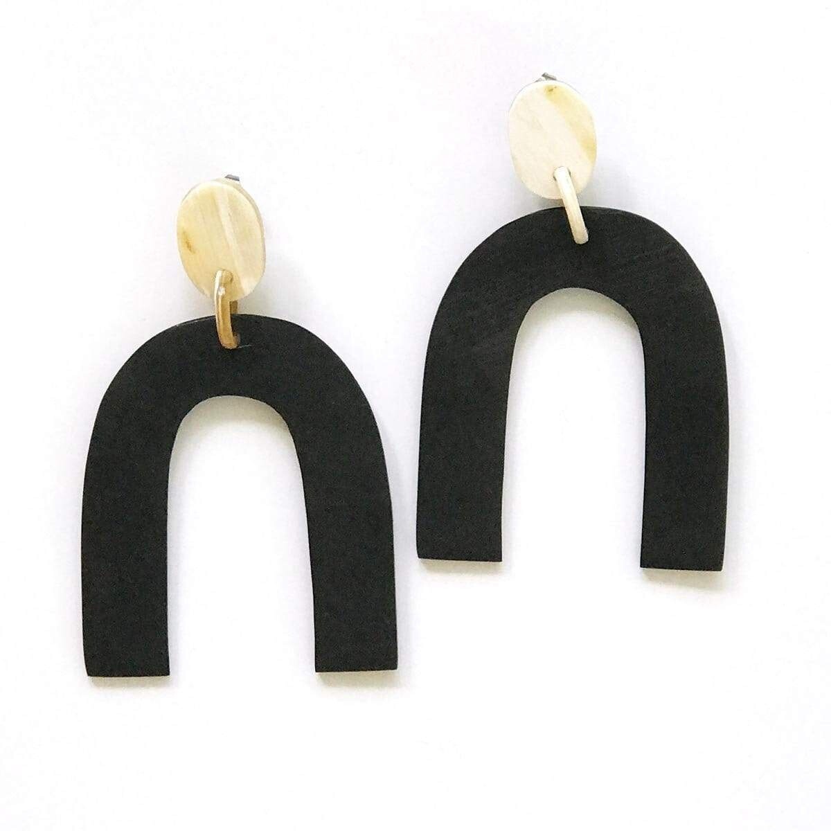 Matte Black Horseshoe Earrings