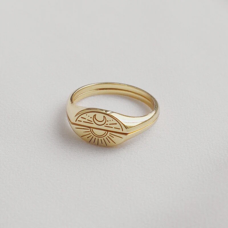 Sun and Moon Gold Ring Set
