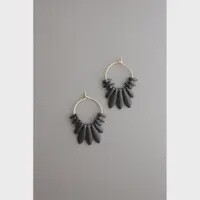 Black Glass hoop earrings