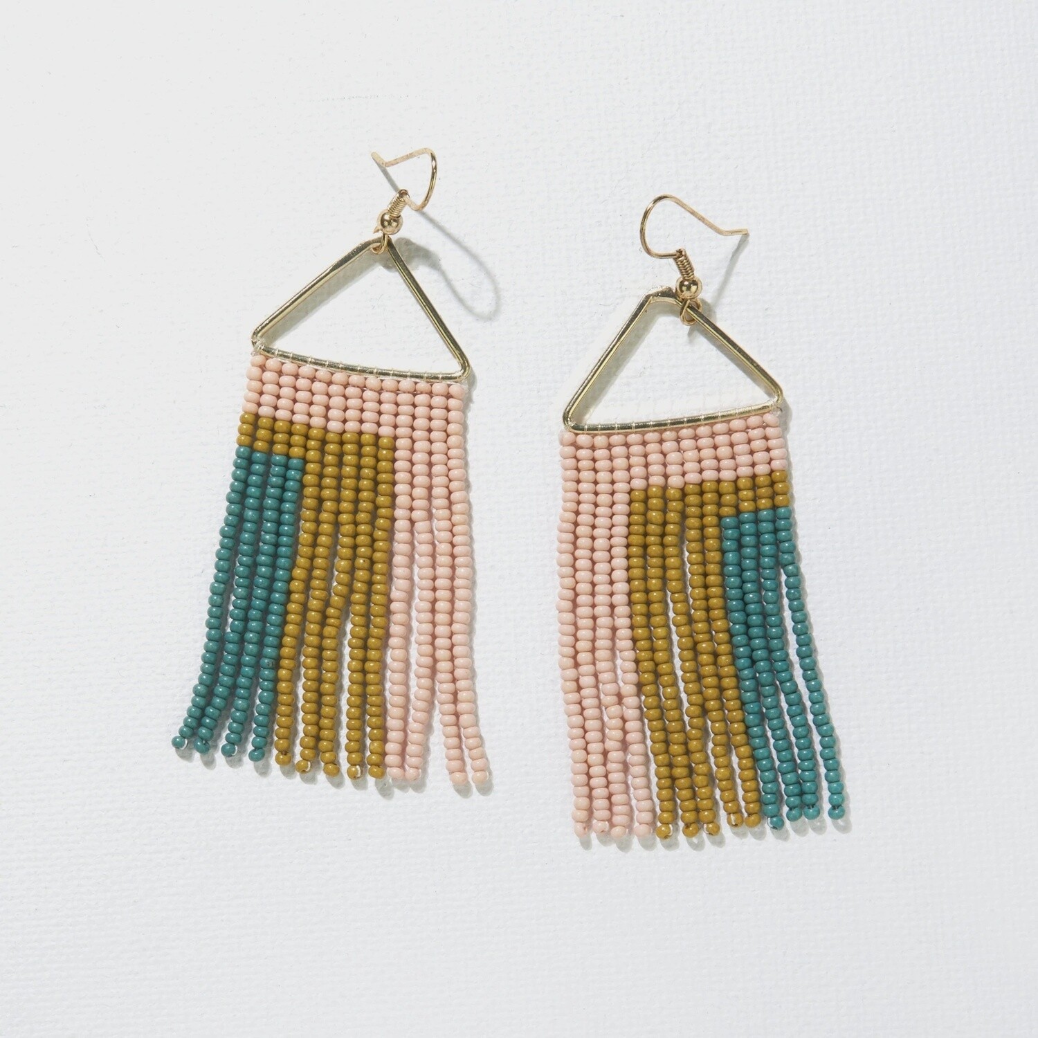 Blush Citron Teal Rectangle Earrings