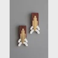 Vintage wood, brass earring