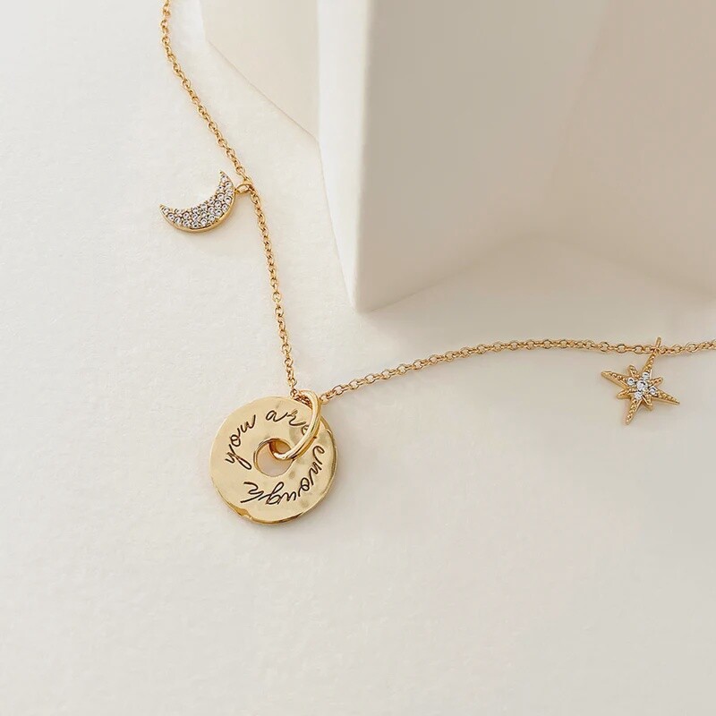 You are Enough Gold Mantra Necklace