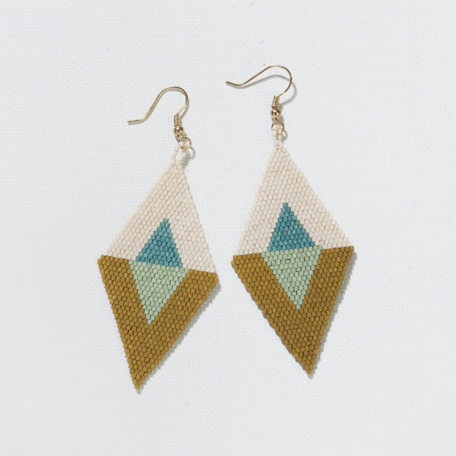 Ivory Citron Color Block Diamond Earring