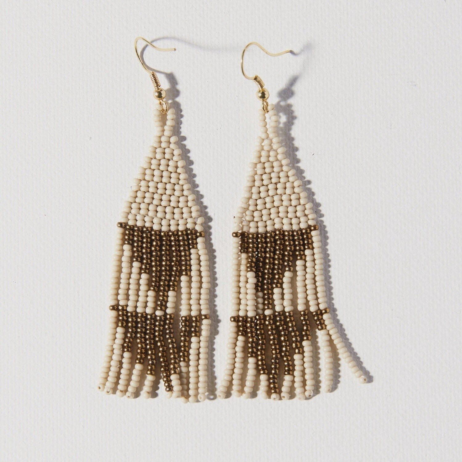 Gold w/ Ivory Triangle Earrings